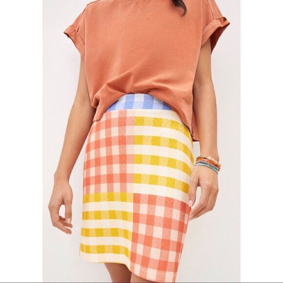 NEW Anthropologie Farm Rio Plaid Gingham Checkerboard Knit Mini Skirt X-Small - Picture 3 of 3